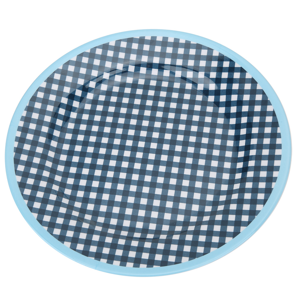 Runder Harzteller (22 Cm Durchmesser, A5 Mf), Blau Gepunktet Oder Blau Kariert, Für Zuhause, Restaurant, Hotelküche, Geschirr, 1 Stück