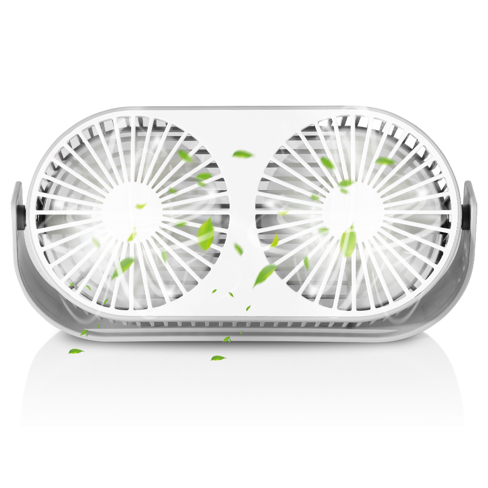 Usb-tischventilator Mit Zwei Ventilatorköpfen, 3 Geschwindigkeitsstufen, Extrem Leise, 360° Nach Oben Und Unten Verstellbar, Für Den Heimgebrauch