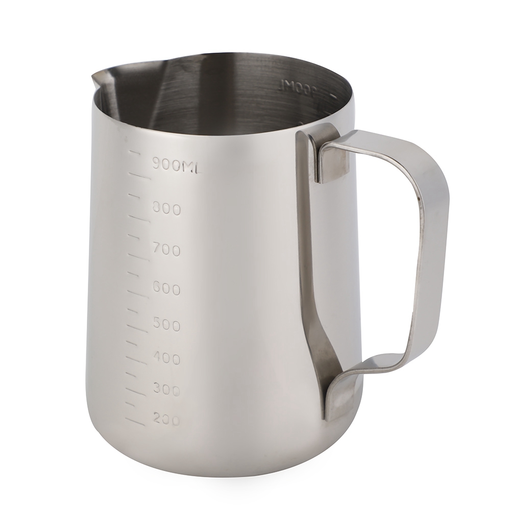 Kanne Aus Edelstahl 304 Mit Skala Für Kaffee, Milchschaum Und Latte Art, 1000 Ml