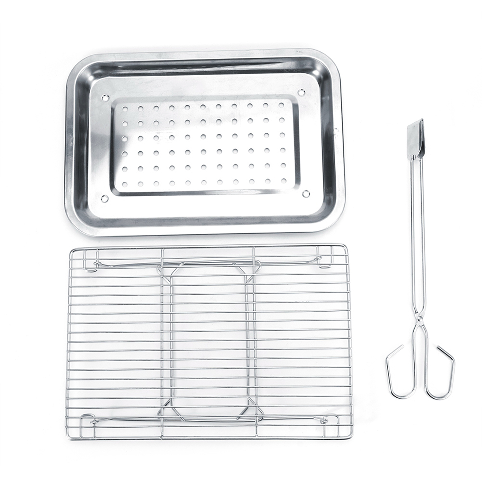Set Mit 3 Tragbaren, Faltbaren Grillzangen Aus Edelstahl Für Den Grill Im Freien Und Zu Hause