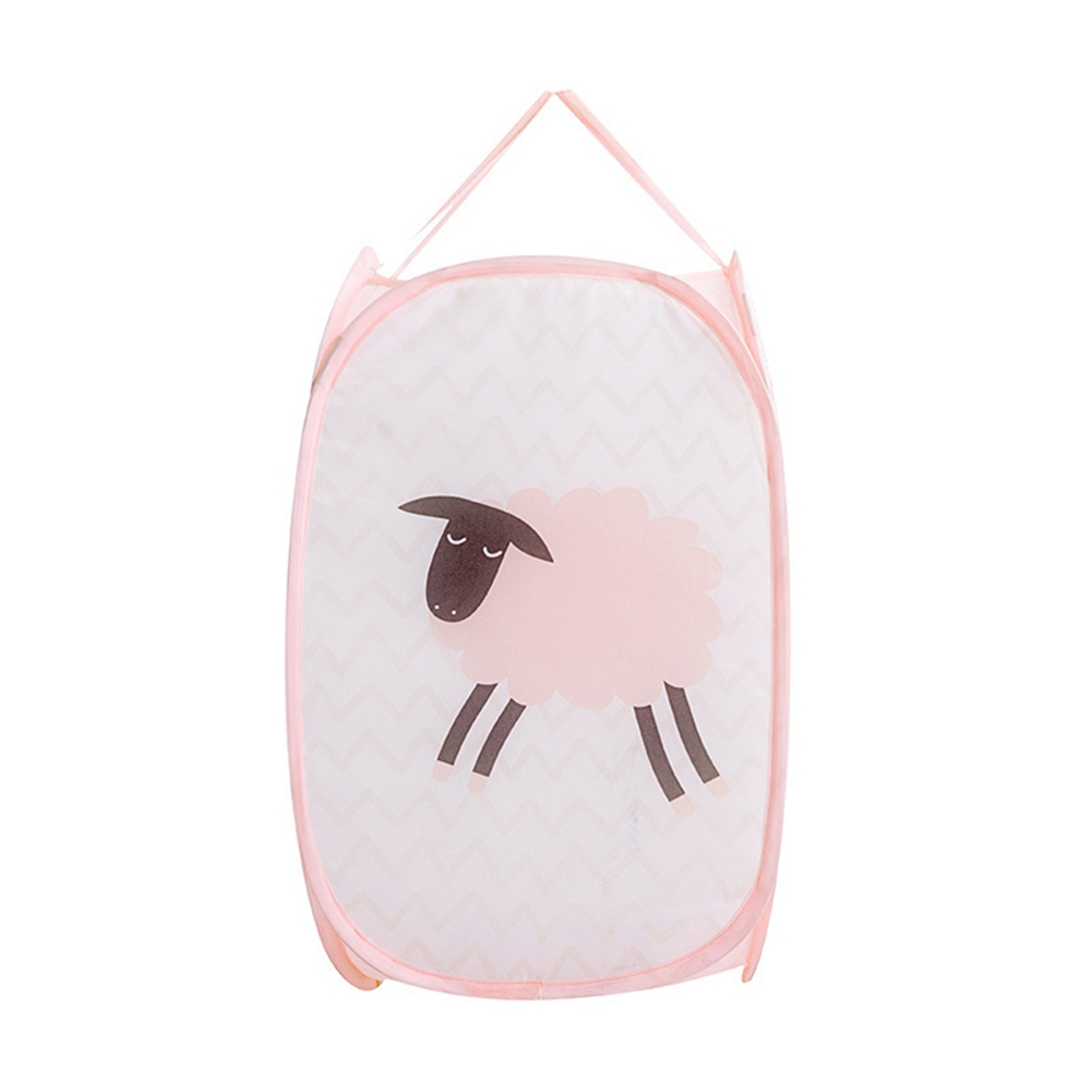 Großer, Zusammenklappbarer Wäschekorb Mit Cartoon-tiermotiv Für Zuhause 2905 (rosa Schaf)
