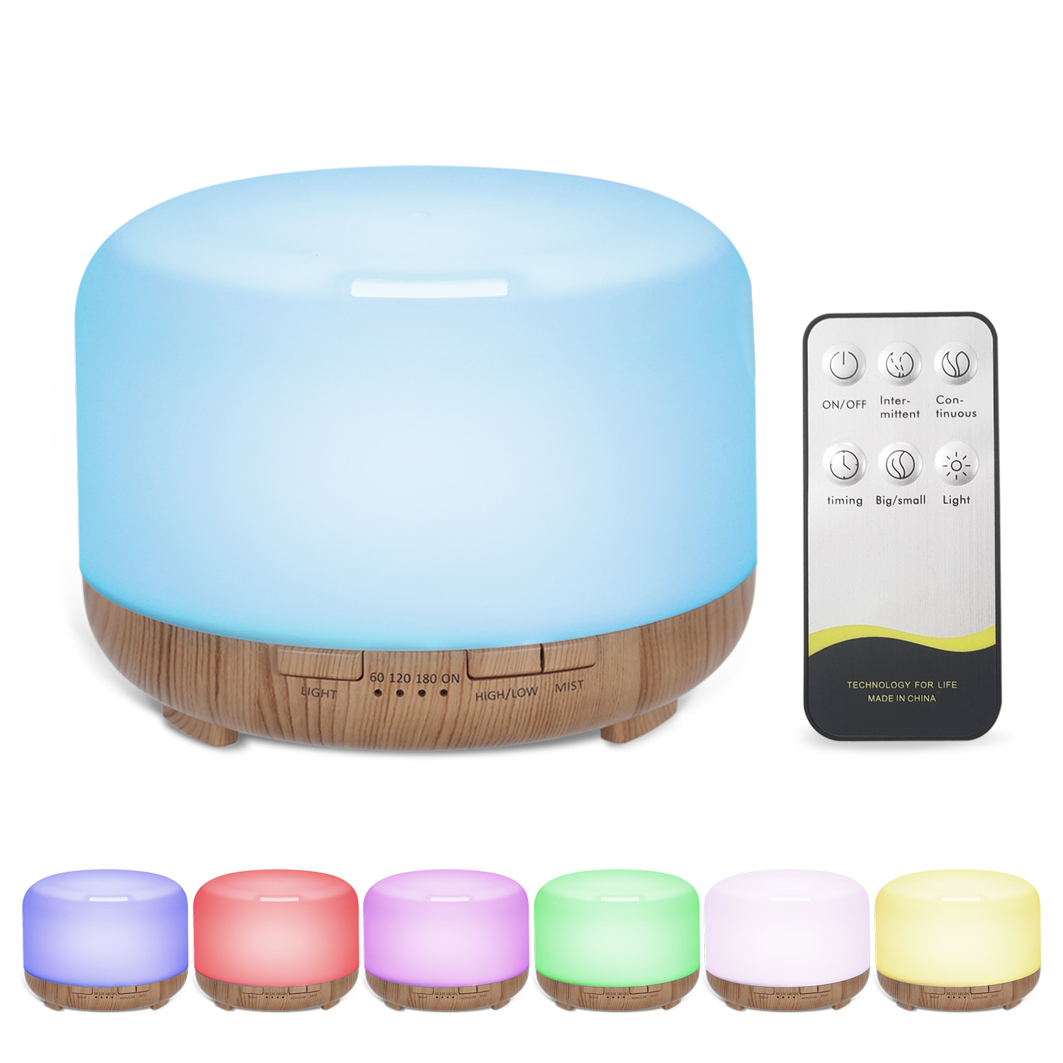 480-ml-ultraschall-aroma-diffusor-luftbefeuchter Mit Fernbedienung Und Farbigen Lichtern, 4 Timer-stufen Für Yoga, Entspannung, Büro, Zuhause, Schlafzimmer, Wohnzimmer, Arbeitszimmer Und Spa