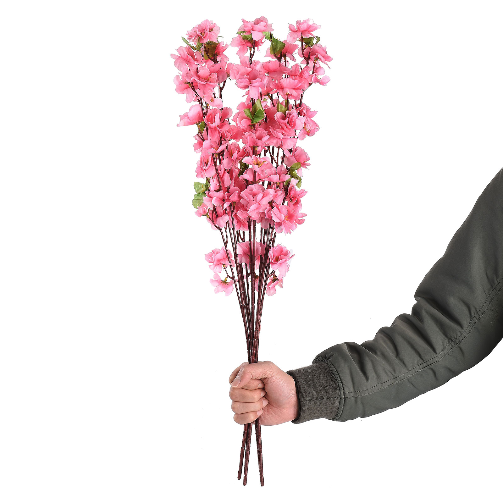 Künstlicher, 65 Cm Langer, Rosafarbener Pfirsichblütenzweig Aus Kunststoff Und Stoff Zur Heimdekoration