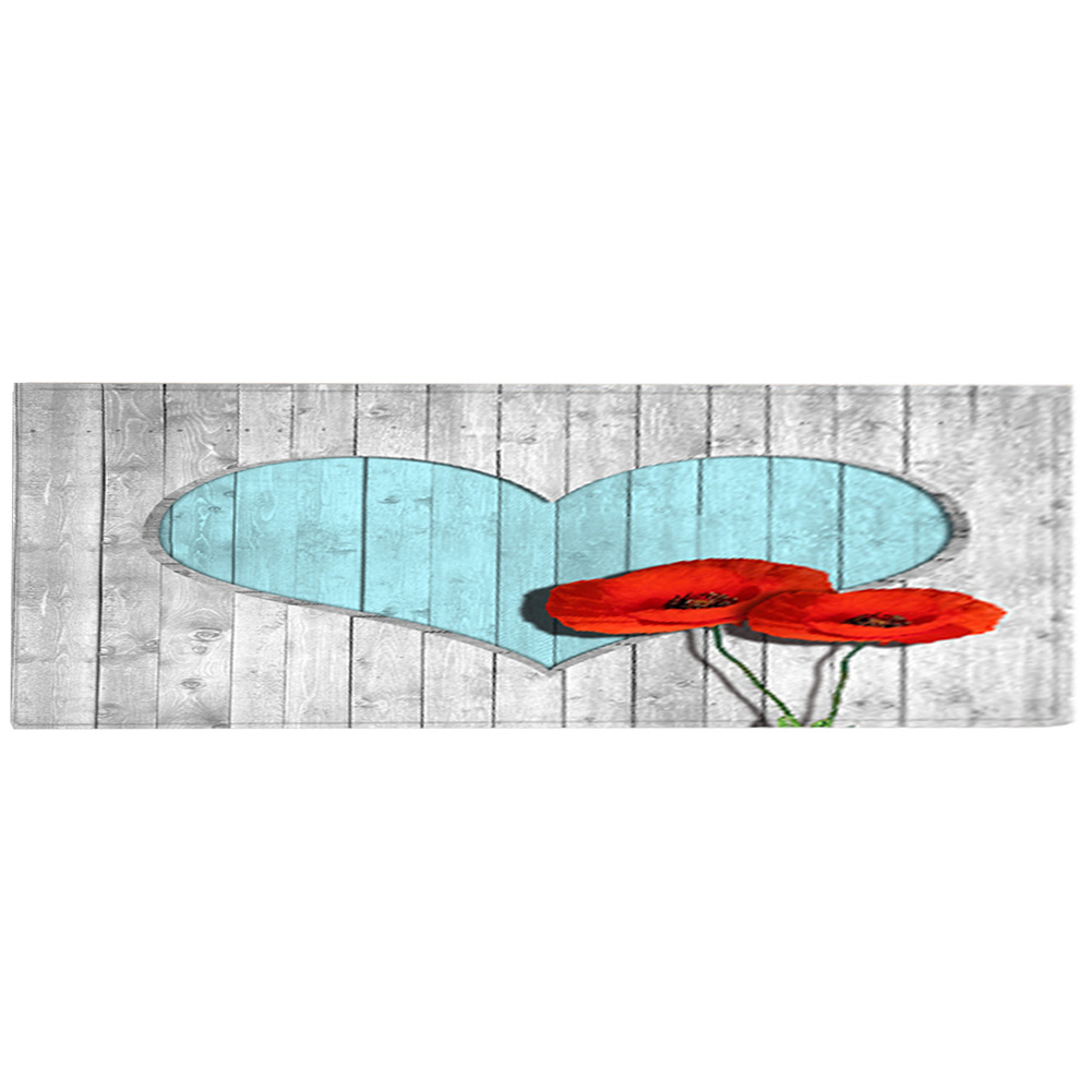 Saugfähige, Rutschfeste Badematte, Herzform, Holzoptik, 60 X 180 Cm