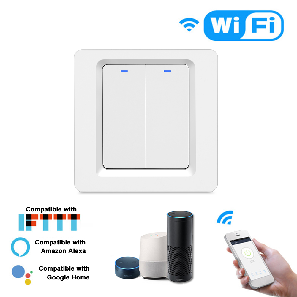 Intelligenter Wlan-wandlichtschalter Mit Druckknopfsteuerung, Kompatibel Mit Der Smart Life/tuya-fernbedienungs-app Und Alexa-sprachassistenten.