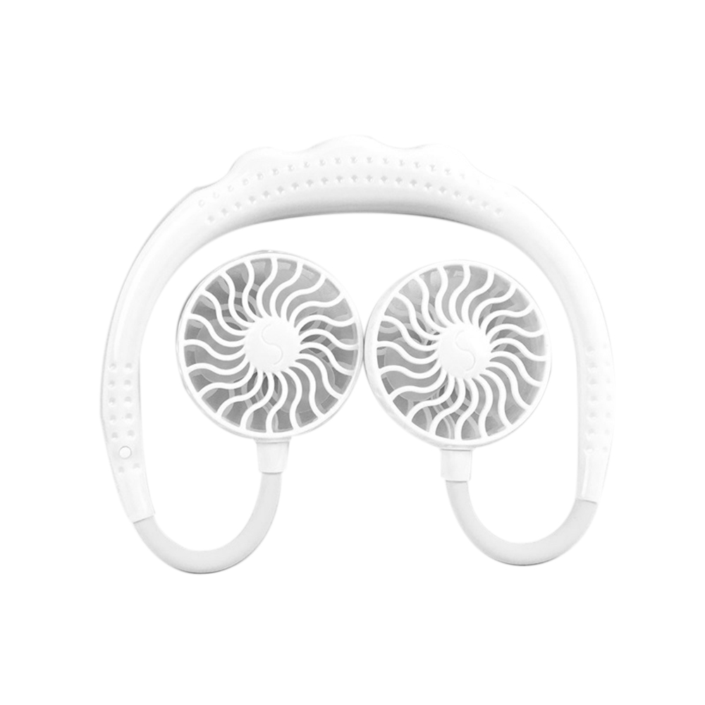 Tragbarer, Per Usb Aufladbarer Nackenventilator, Freihändig Nutzbar, Mit Zwei Ventilatorköpfen, Mini-format Für Sport, Büro Und Zuhause