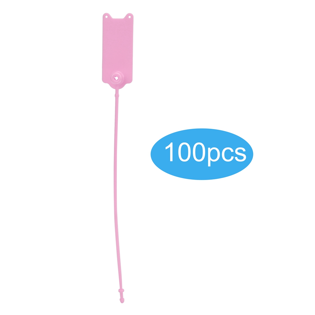 100 Stück 195 Mm Einweg-diebstahlsicherungs-kabelbinder/etiketten Mit Selbstverriegelung Für Kleidung, Koffer, Schuhe, Taschen (rosa)