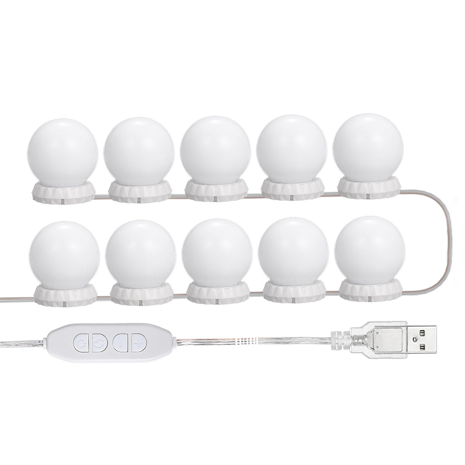 Led-lichterkette Für Schminkspiegel Mit 10 Verstellbaren Glühbirnen, 10 Helligkeitsstufen Und 3 Beleuchtungsmodi, Usb-lichterkette Für Schminktisch