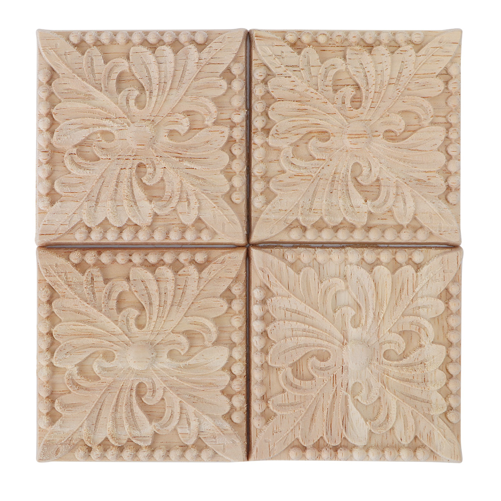 4-teiliges, Selbstklebendes, Farbloses Dekorset Mit Geschnitzten Fliesenmotiven (b)