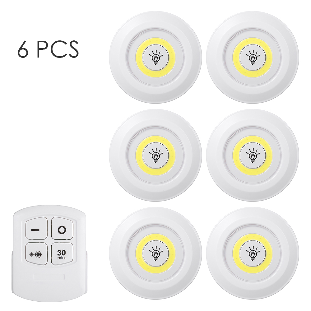 Runde Led-cob-lampen (4,5 V, 1 W), 6 Stück, Mit Kabellosem Touch-dimmer, Einstellbarer Helligkeit, Nachtlicht, Batteriebetriebene Unterbauleuchte Für Kleiderschrank, Wand, Treppenhaus, Eingangsbereich