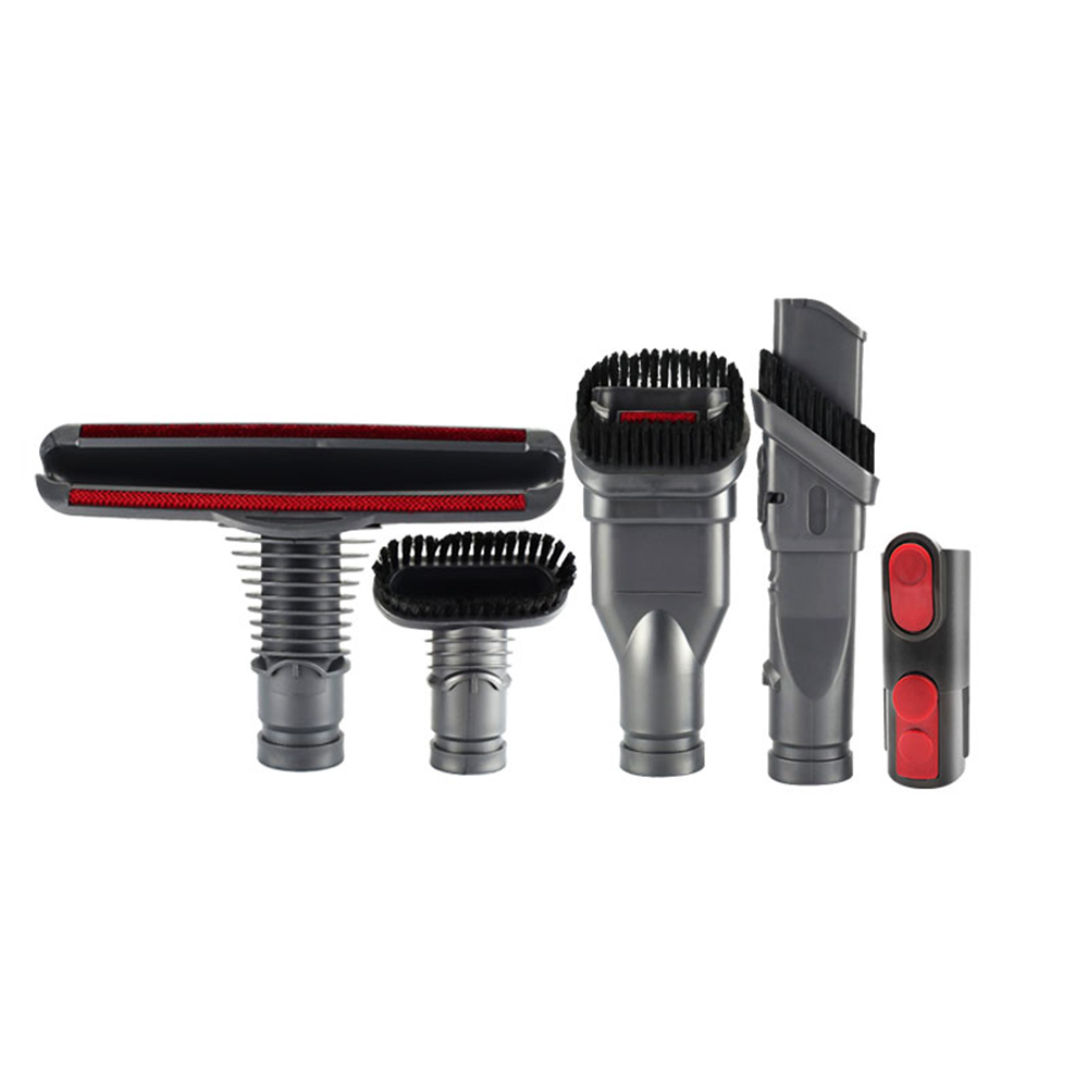 5-teiliges Ersatzbürsten-zubehörset, Kompatibel Mit Dyson Staubsaugern V7, V8 Und V10, Graues Und Rotes Abs (rundbürste + 2 Borstenbürsten + Matratzenbürste + Aufsatz) Für Die Haushaltsreinigung