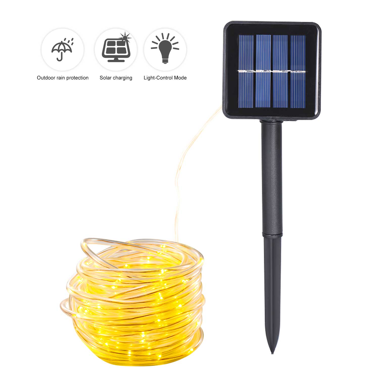 Solarbetriebene Lichterkette, Transparenter Schlauch, 22 M, 200 Leds, 8 Modi, Wasserdicht (ip67), Kupferdraht, Preisgünstige Außendekoration