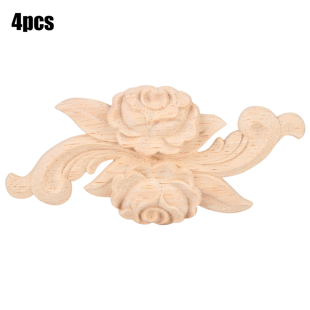 4-teilige Eckwandleuchten Mit Geschnitzten Blumenmotiven, Vintage-stil, Für Möbel, Türen, Schränke, Glattes Holz (e)