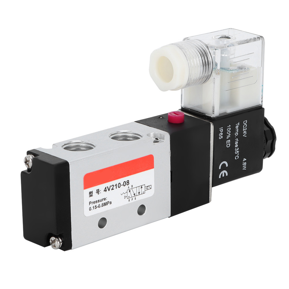 2-positionen 5-wege-elektromagnetisches Pneumatikventil Aus Aluminiumlegierung Für Pneumatische Rohrleitungen (24 V)