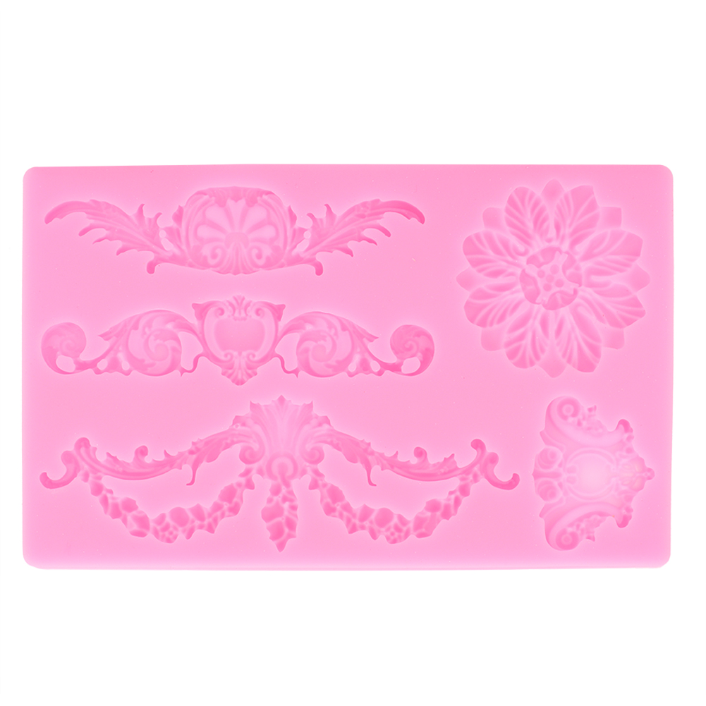 Diy-silikonform Mit Europäischem Blumenmuster Für Fondant, Kuchen, Kekse, Schokolade, Gebäck, Rosa