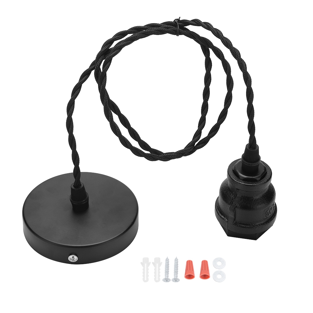 Schwarze Pendelleuchte Aus Eisen, E27 90-250v, Retro-stil, Für Café, Bar, Flur