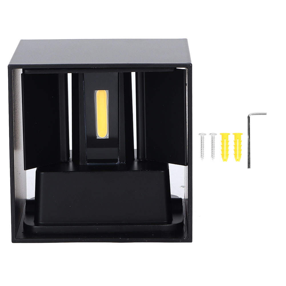 Led-wandleuchte Für Den Außenbereich, Wasserdicht (ip65), Quadratisches Aluminiumgehäuse, 86–265 V, 3000–3200 K, Schwarz, 6 W, Inklusive Inbusschlüssel, Schrauben, Muttern Und Bedienungsanleitung