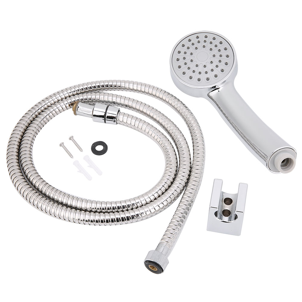 Handbrausekopf Aus Silberfarbenem Abs, Wassersparend, Hochdruck-badezimmer-set Mit Flexiblem Schlauch, Halterung Und 1/2-zoll-schraube