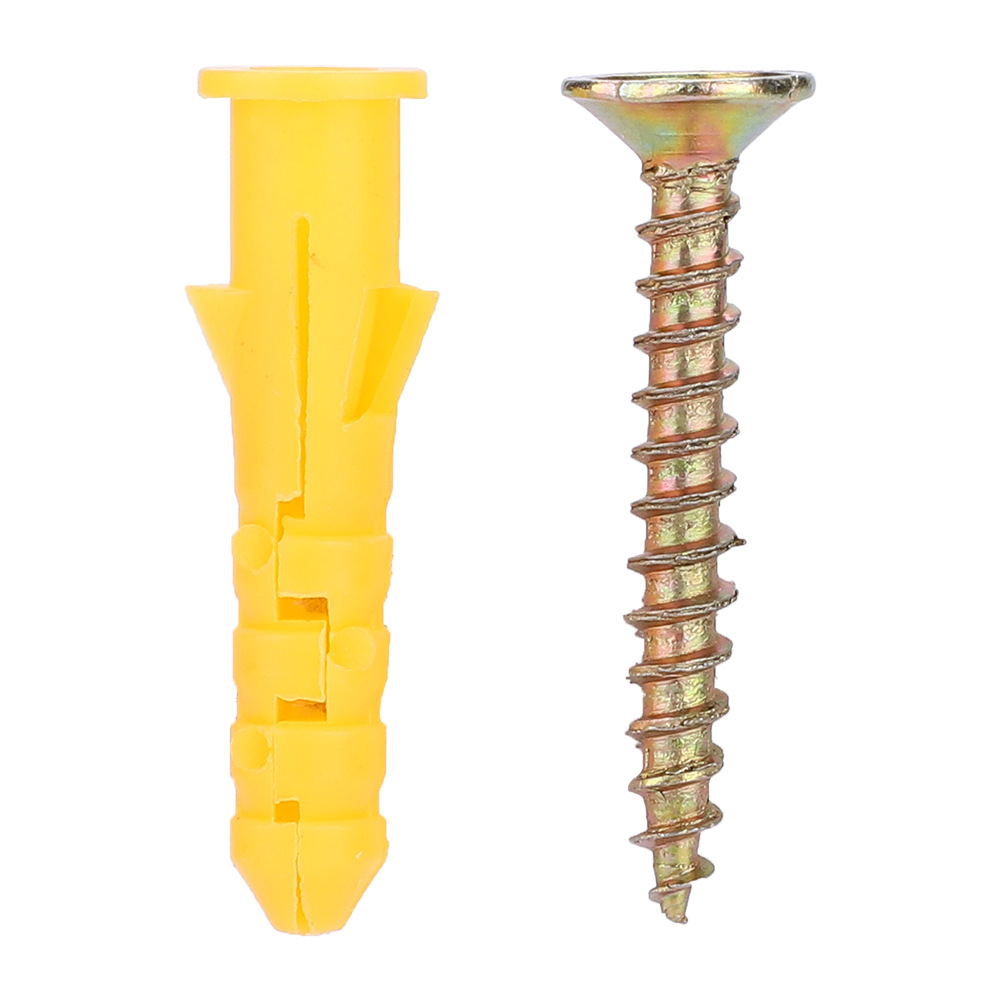 Kunststoff-expansionsanker-set Und Selbstschneidende Schrauben Aus Edelstahl 304, Silbergelbes Pp, M6, 50 Dübel, 50 Schrauben