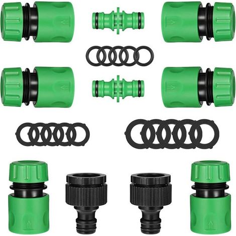 Set Mit 10 Schnellkupplungen Für Gartenschläuche (6 X 1/2 Zoll Schnellkupplungen, 2 X Doppelkupplungen, 2 Stück)