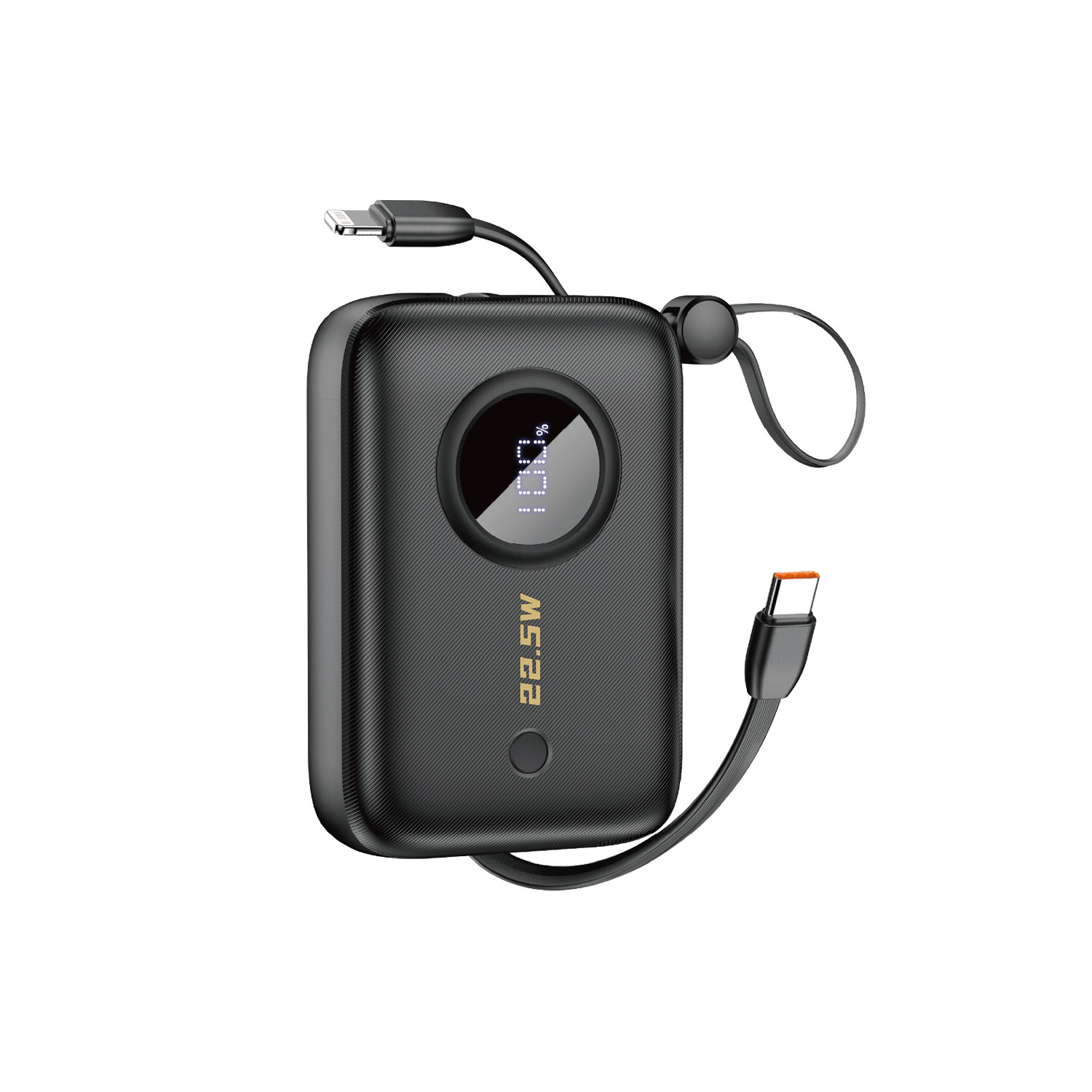 Powerbank 10000mah Mit Usb-c-/lightning-kabeln, Schwarz