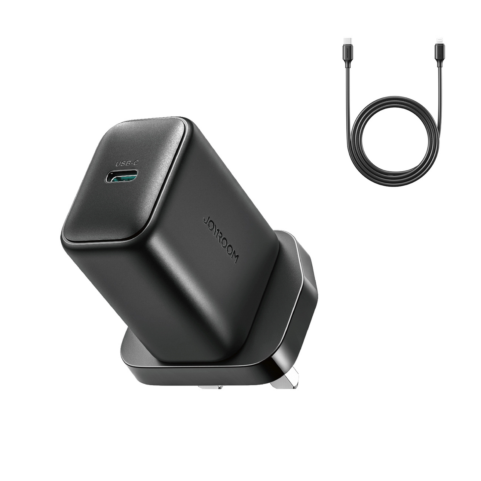 Wandladegerät Mit Kabel, Uk-stecker, Usb-c, 25 W, 1 M – Schwarz