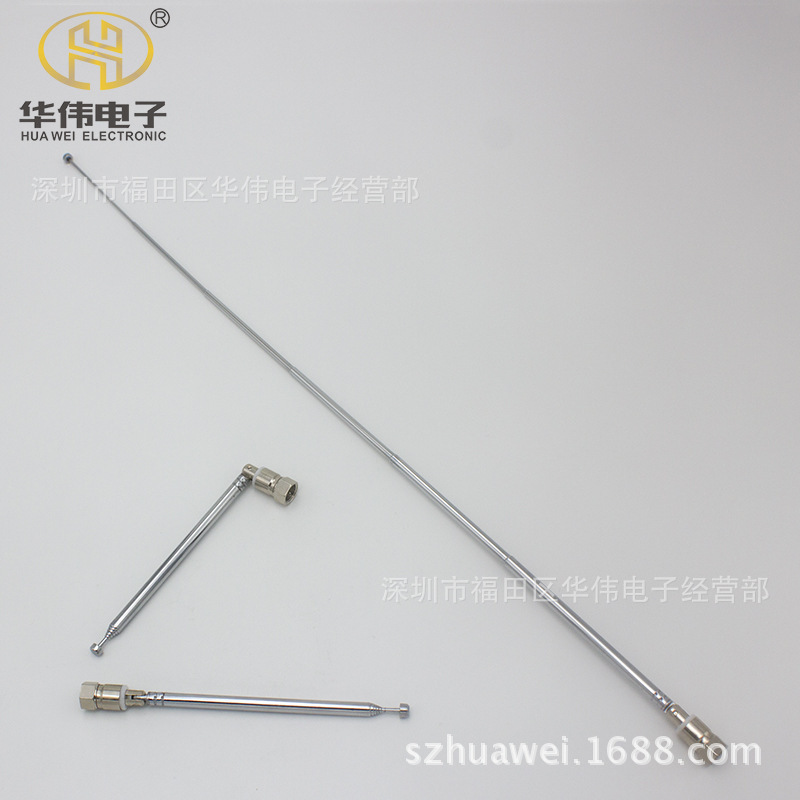 Hw Teleskopantenne, Funkantenne, Imperialer F-stecker 6095-6, M9 Mit Stift, Einziehbar 13 Cm, Ausgefahren 48 Cm.