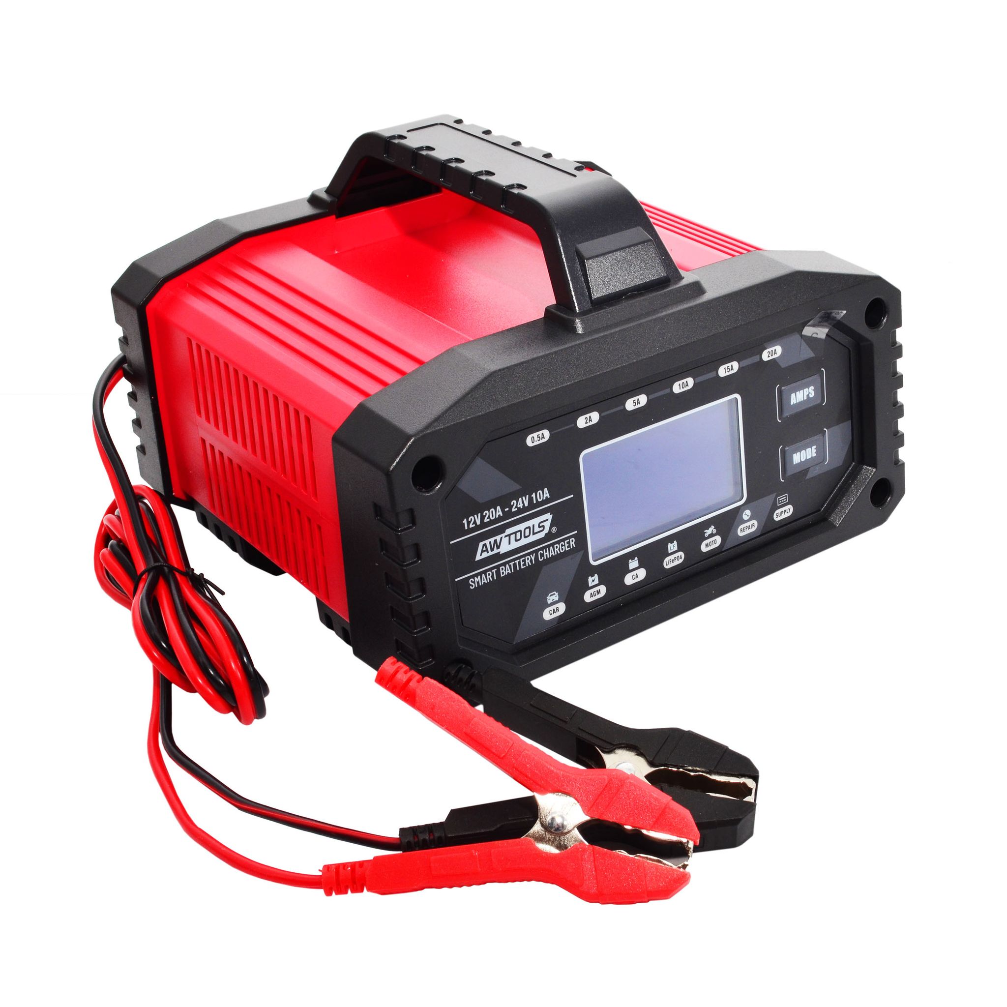 Awtools 12/24v 20a Lcd Smart-akkuladegerät Mit Reparaturfunktion