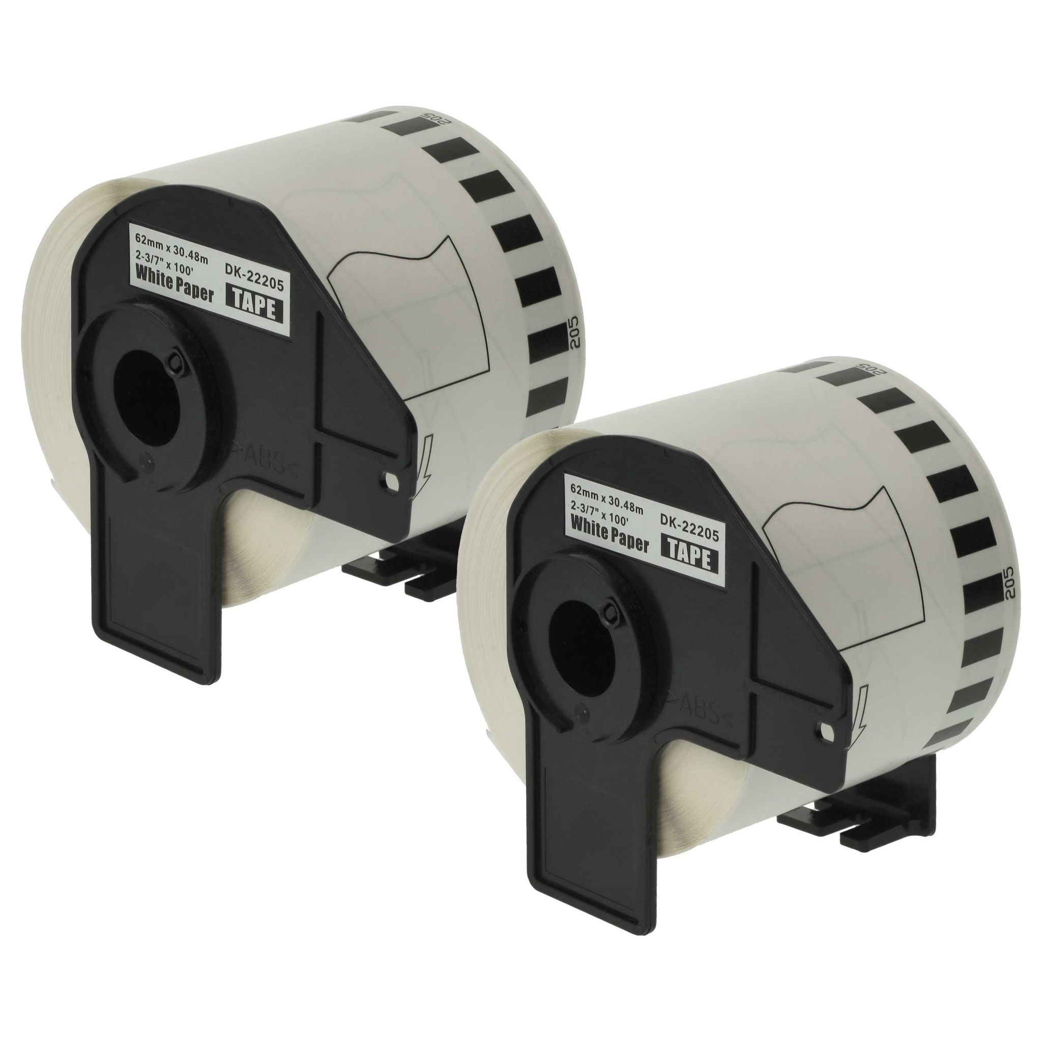 Vhbw 2x Rolle Mit Halter 1 Etikette Kompatibel Mit Brother Pt Ql-580, Ql-580n, Ql-650, Ql650td, Ql-700, Ql-710 Drucker - 62mm X 30,48m Premium Weiß