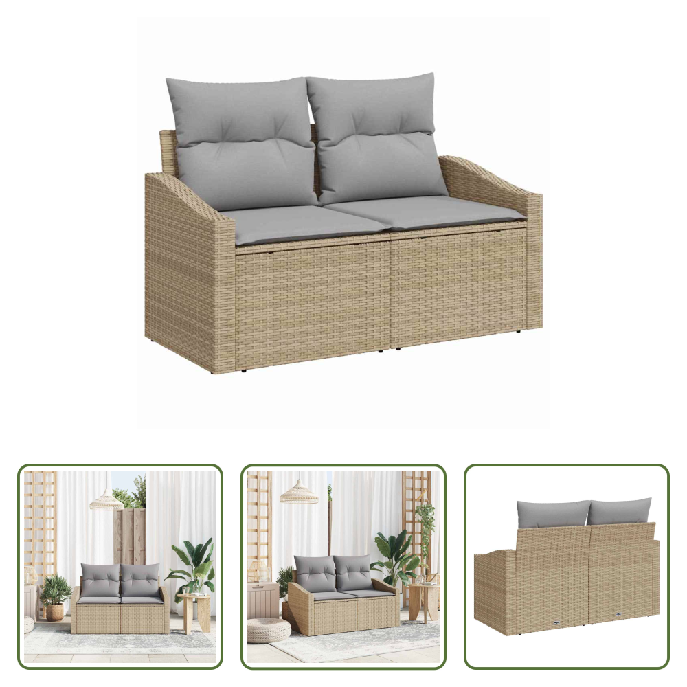 Poly-rattan - Garten-sofa Mit Kissen 123 X 62 X 69 Cm Poly-rattan