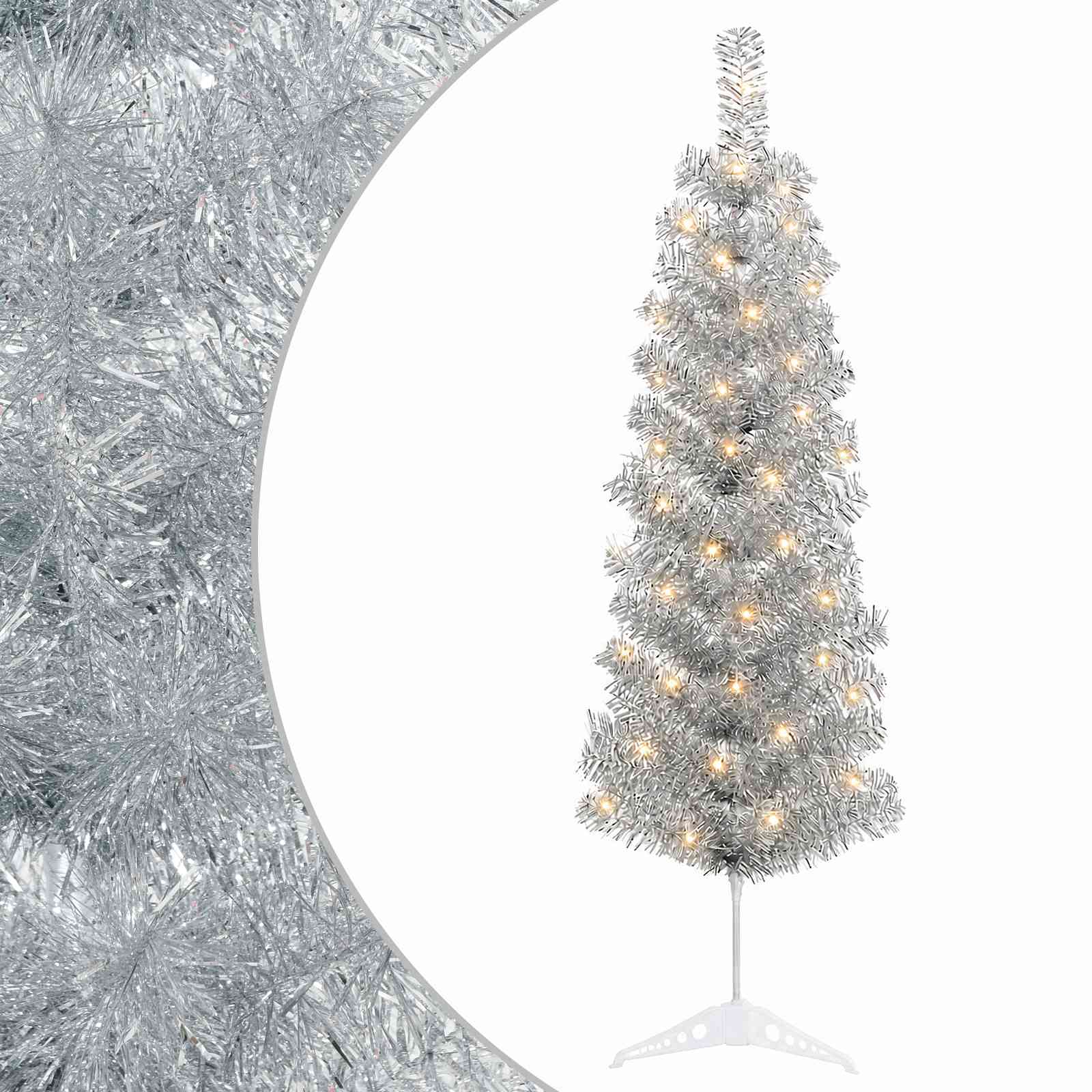 Künstlicher Schmaler Weihnachtsbaum 150 Cm 150 Leds Warmes Weiß Vidaxl