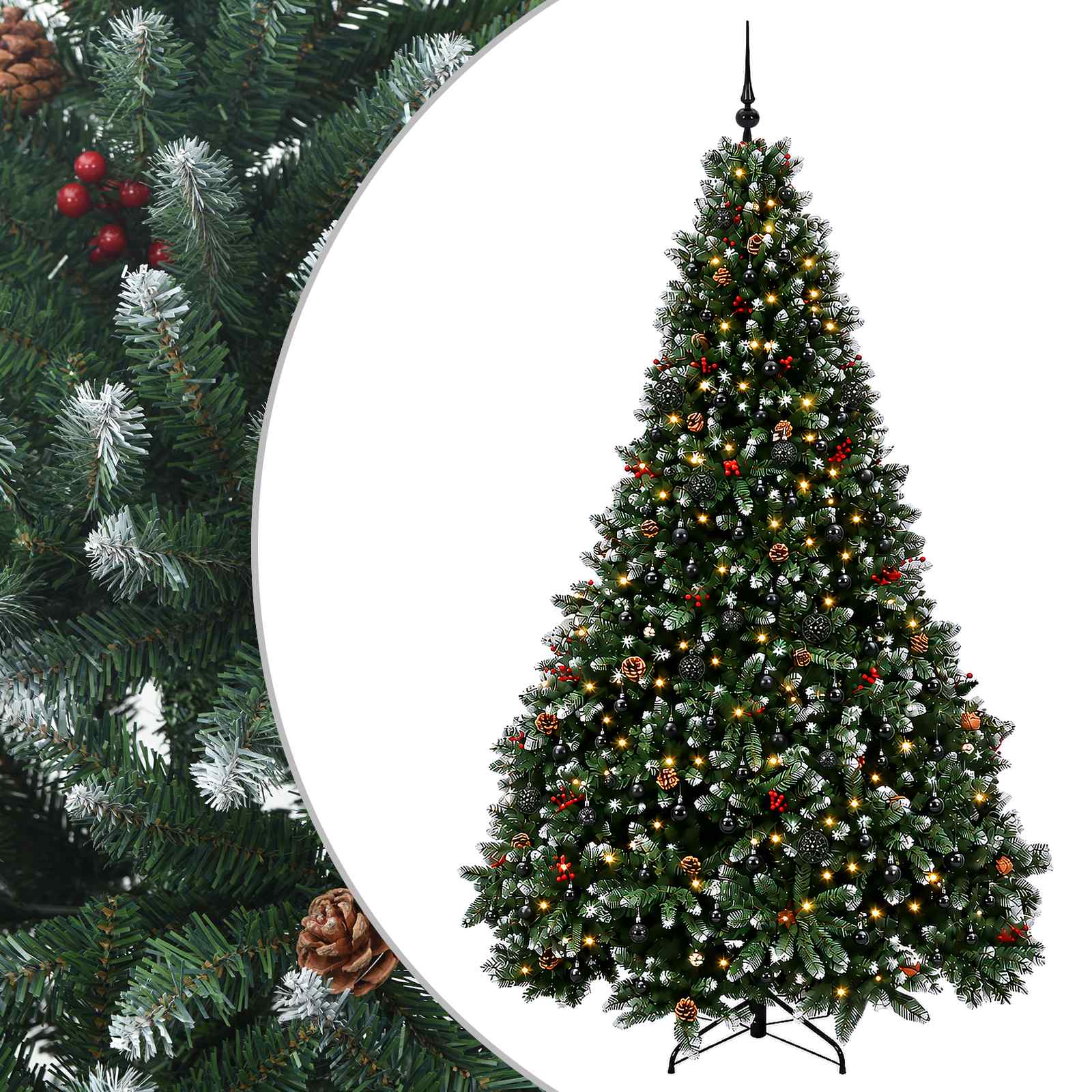 Künstlicher Weihnachtsbaum Grün Mit Kugeln 300 Cm 600 Leds Vidaxl