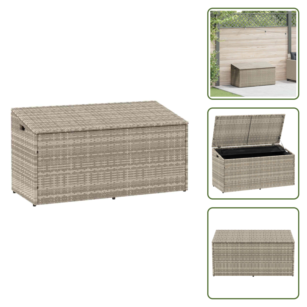 Vidaxl Garten-auflagenbox Hellgrau 110x50x58 Cm Poly Rattan