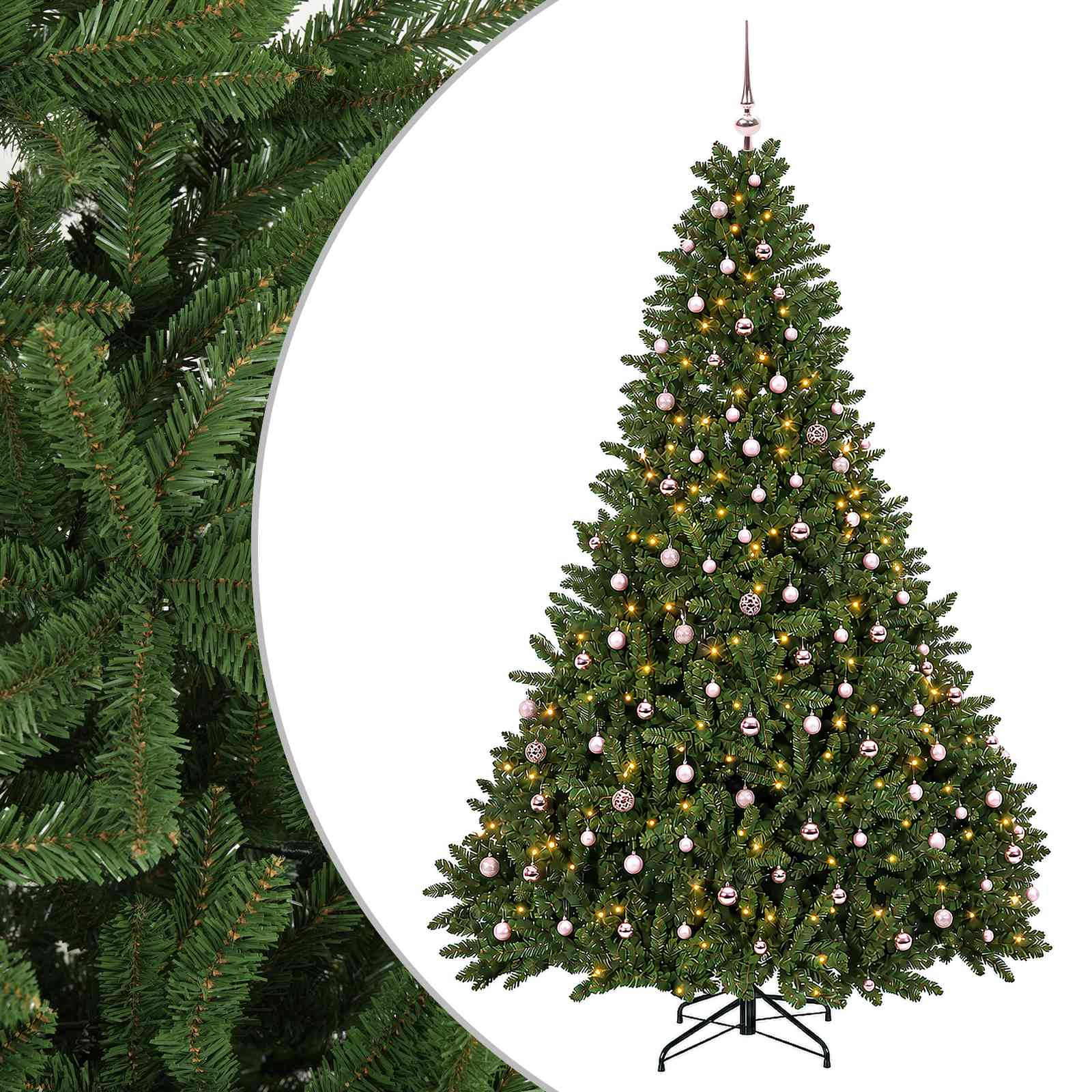Künstlicher Weihnachtsbaum Hellgrün Mit Kugeln 270 Cm 600 Leds Vidaxl