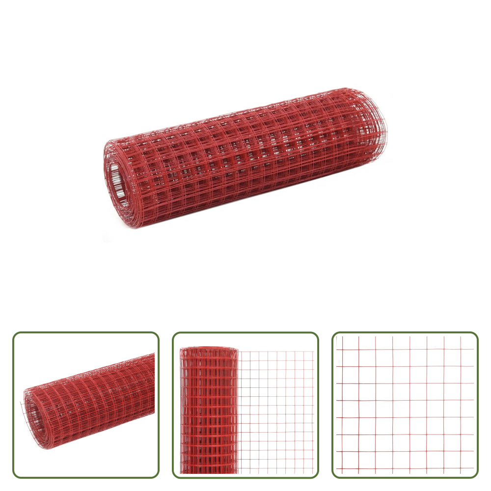 Drahtzaun - Drahtzaun Stahl Mit Pvc-beschichtung 25x0,5 M Rot