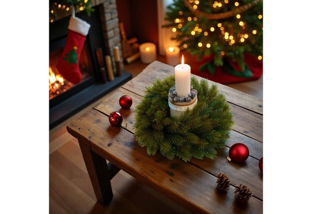 Künstlicher Edel Tannenkranz Grün Halbgebunden Aus Spritzguss - 33 Cm - Kunst Adventskranz Mit Naturgetreuen Tannenspitzen