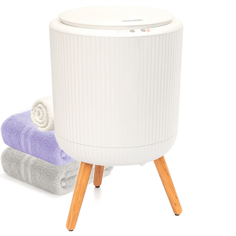 Serenelife Handtuchwärmer 12l, Mit Holzbeinen, Weiß