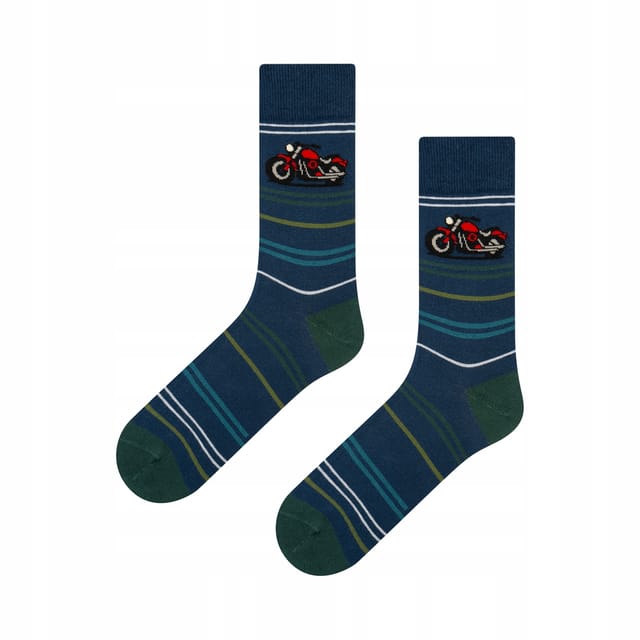 Soxo Herren-motorradsocken, Marineblau Mit Streifen, Für Biker, Größe 40-45
