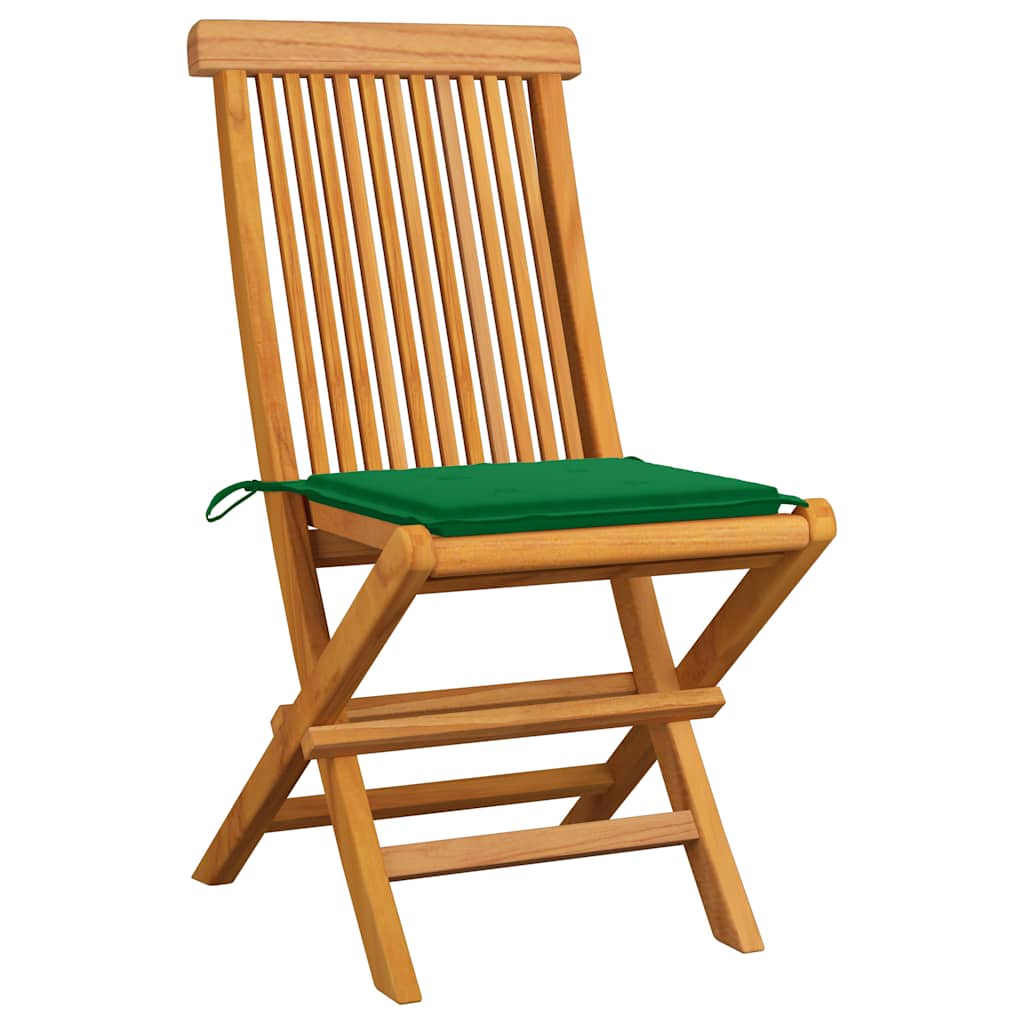 Teenpull – Gartenstühle Mit Grünen Kissen 2 Stk. Massivholz Teak