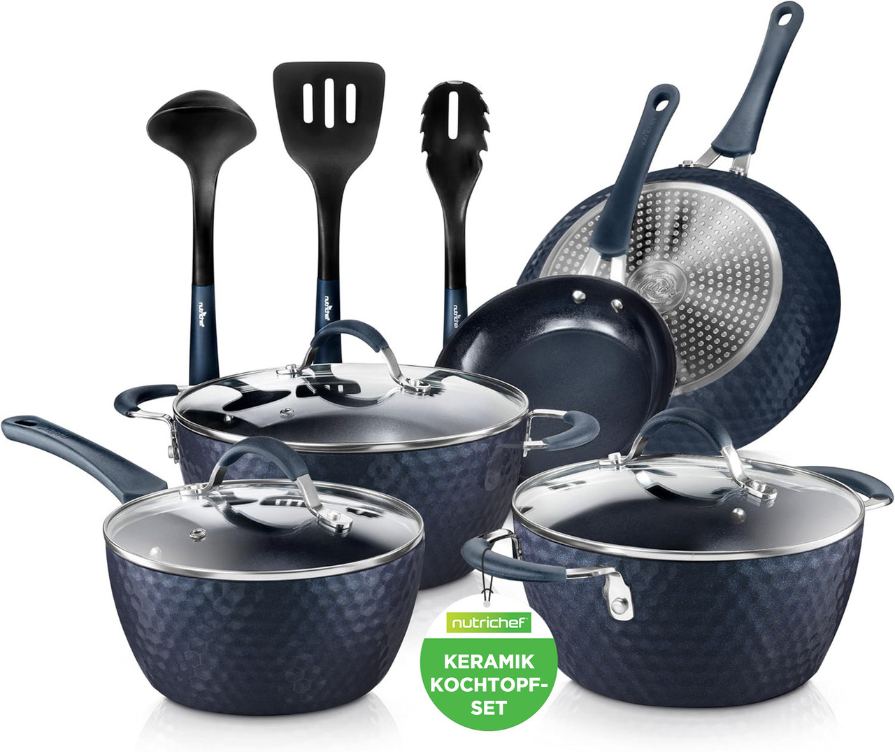 Nutrichef Topf- & Pfannenset 11-teilig, Keramik, Dunkelblau