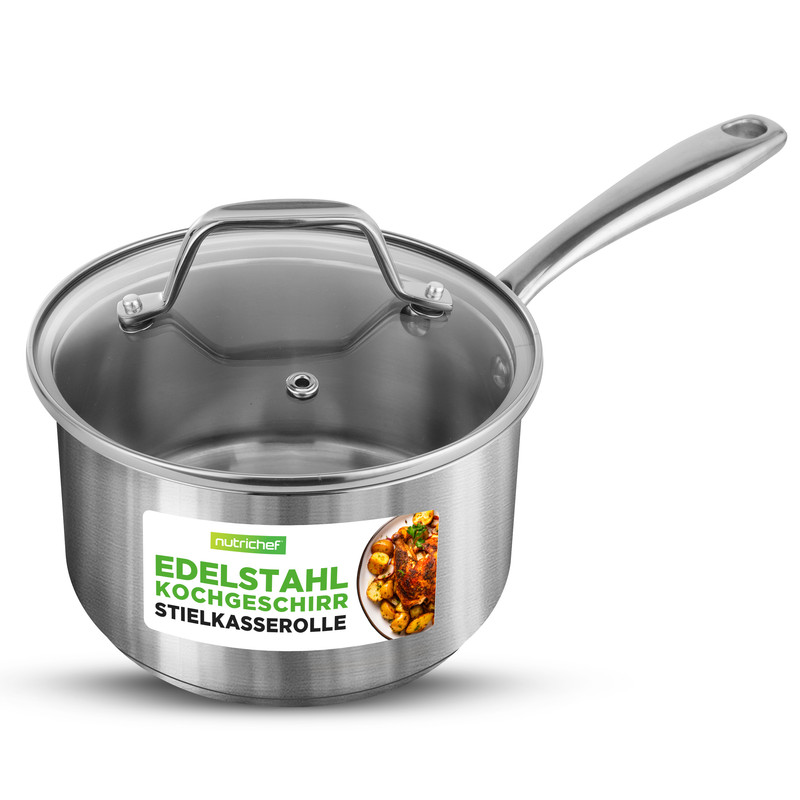 Nutrichef Stielkasserolle 16cm/2l, Edelstahl, Induktion