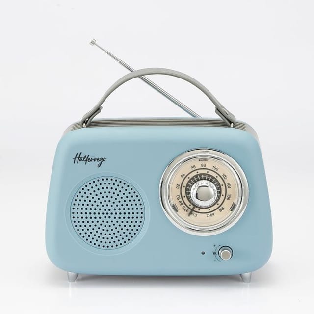 Lautsprecher/radio Halterrego Retro 2, 5w Rms, Bluetooth, Fm-radio, Usb-leser, Aux In, Wiederaufladbarer Akku, Blau