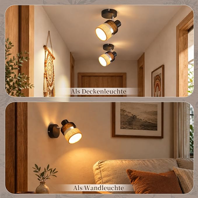 Gbly Led-deckenleuchte – Drei Lampen Schwarz Ideal Für Die Beleuchtung Von Fluren Und Küchen Fassung E14, Retro Material Metall 350° Drehbar Geeignet Für Schlafzimmer Und Wohnzimmer (leuchtmittel Nich