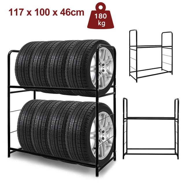 Jiubiaz Reifenständer Mit Schutzhülle, Für Bis Zu 8 Reifen, 180 Kg Belastbar, 3 Höhen Einstellbar, Geeignet Für Reifenbreiten Bis 240 Mm