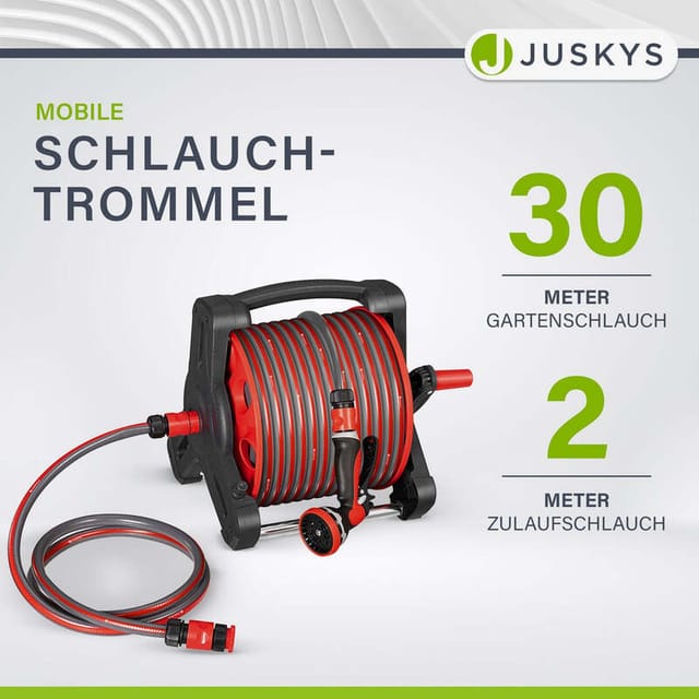 [gebraucht] B-ware Mobile Schlauchtrommel 30m Multifunktionsbrause Wandhalterung Und Adaptern Rot
