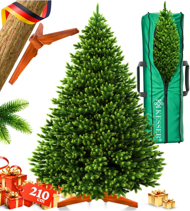 Kesser® Weihnachtsbaum Künstlich & Naturgetreu + Holzständer & Tasche - 210 Cm