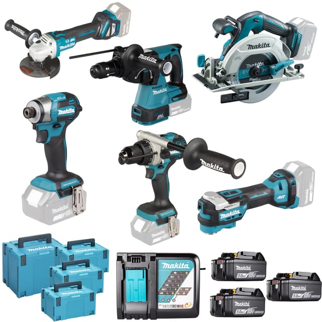 Kombi-set Makita Dlx6145jx1 Lxt 18v 5ah 6 Werkzeuge