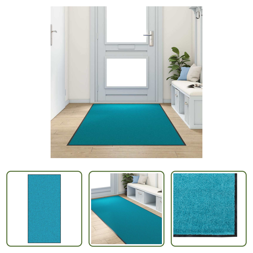 Vidaxl Schmutzabweisend - Fußmatte Cyan Und Schwarz 120 X 250 Cm Polyamid Und Pvc