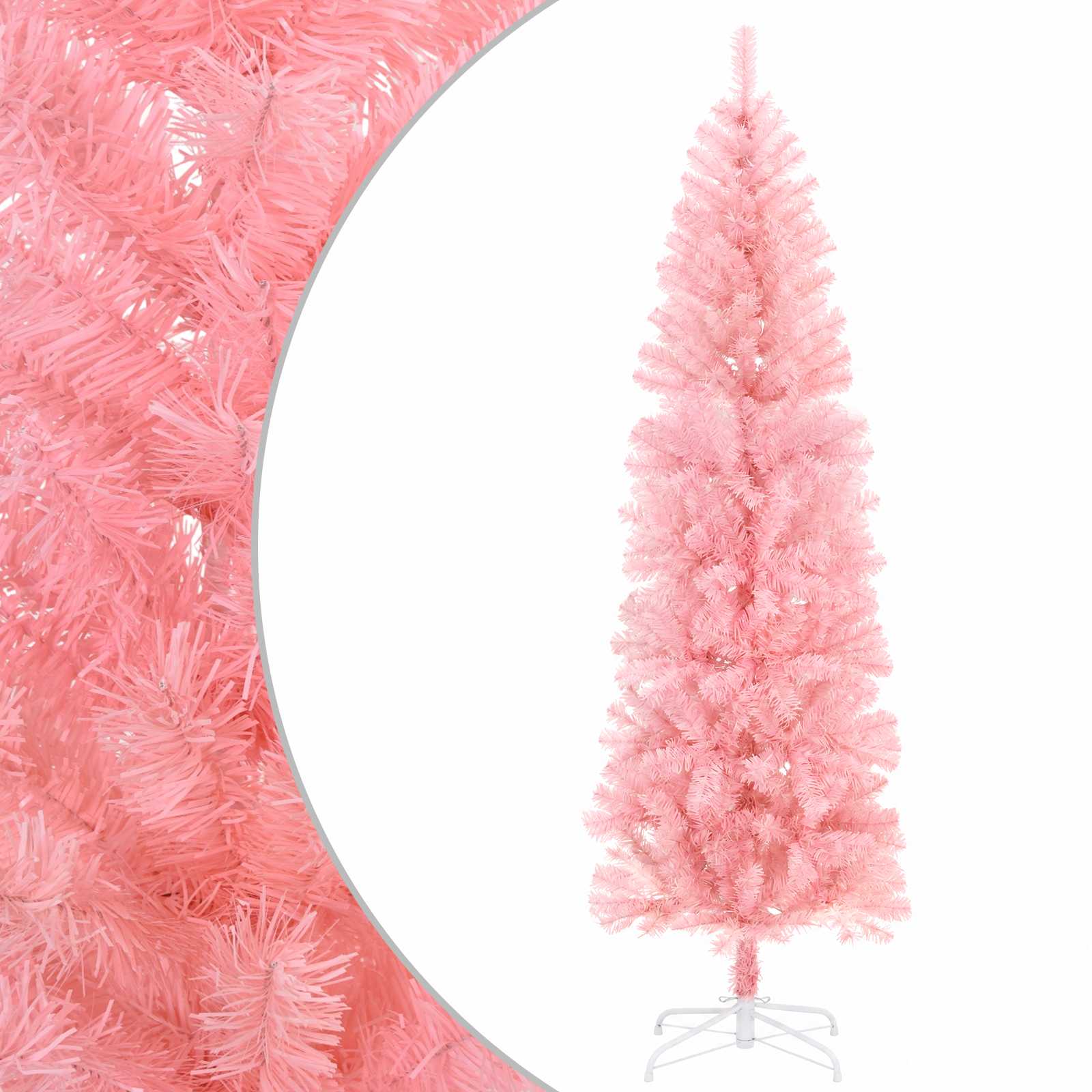 Künstlicher Schlanker Weihnachtsbaum 240 Cm Pvc Und Stahl Rosa Vidaxl