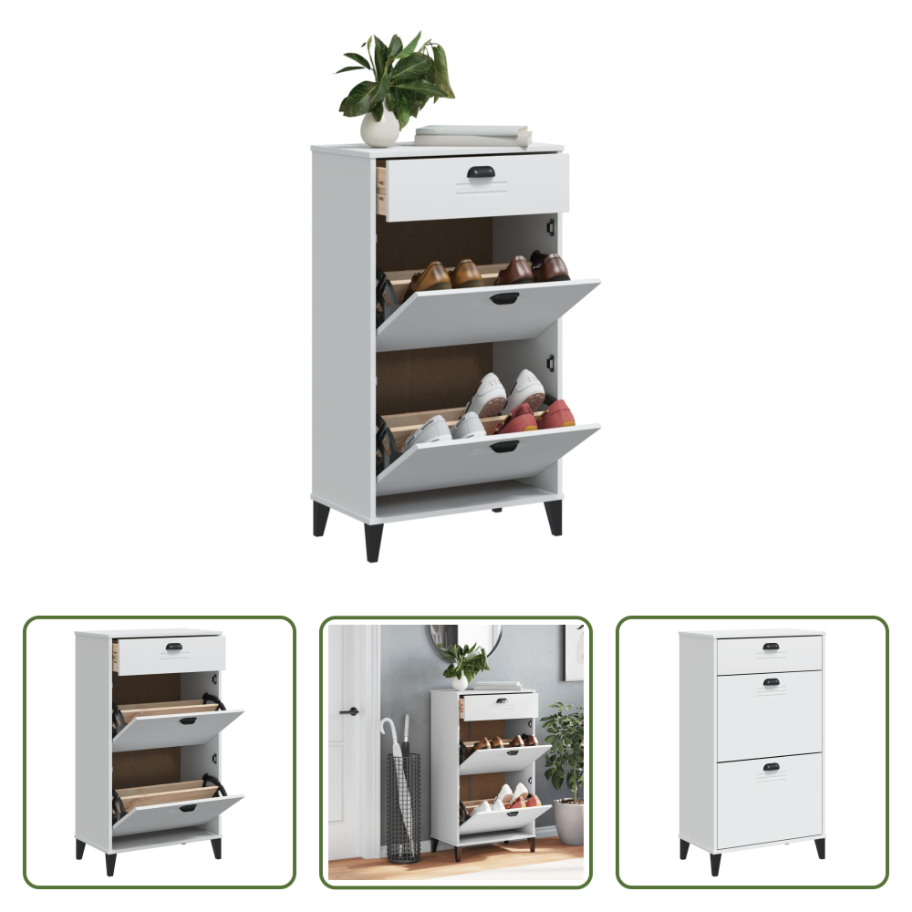 Holzwerkstoff - Schuhschrank Viken Weiß Holzwerkstoff